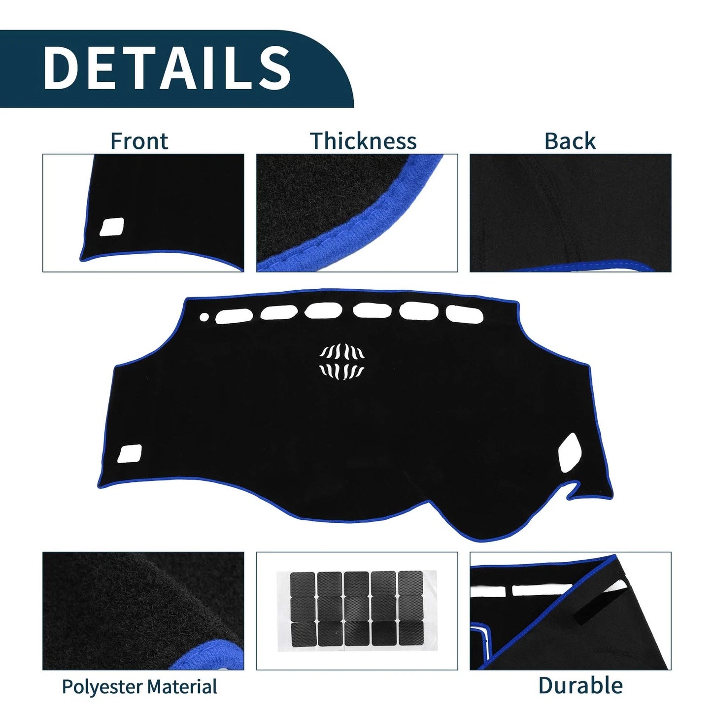 Dashboard Cover Mat for Toyota Vellfire (2008-2015) - Black Blue 1 Set