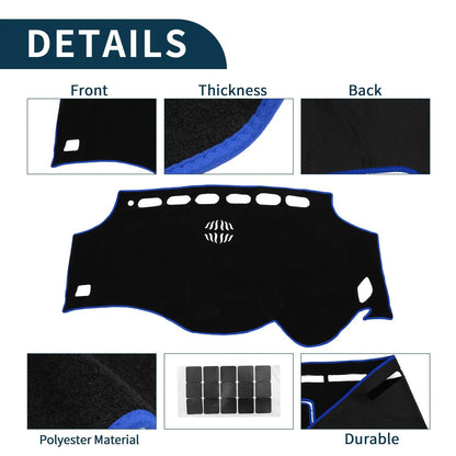 Dashboard Cover Mat for Toyota Vellfire (2008-2015) - Black Blue 1 Set