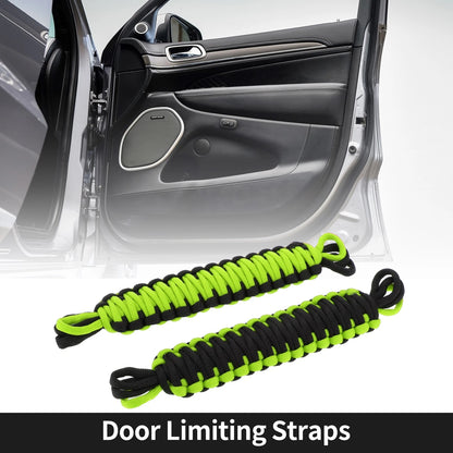 2 x Door Limiting Straps for Jeep Wrangler TJ JK (2007-2018) - Black & Deep Green