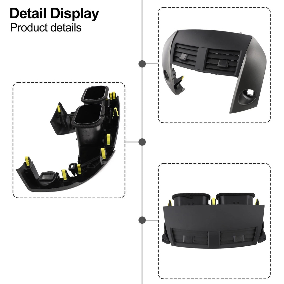 Black Center DASH Vents+Trim Bezels for Toyota RAV4 (2006–2012)
