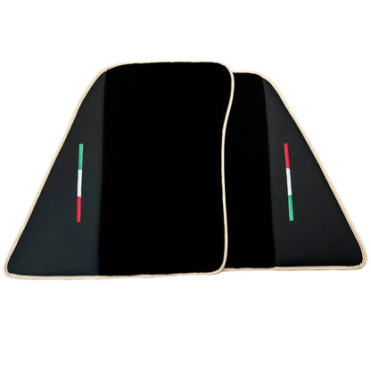 AutoWin Black Floor Mats for Ferrari 296 GTB (2022-2024) Leather Beige Trim