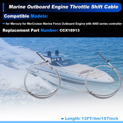 2 x 4m Boat Throttle Shift Control Cable Marine Outboard Remote Cable Grey