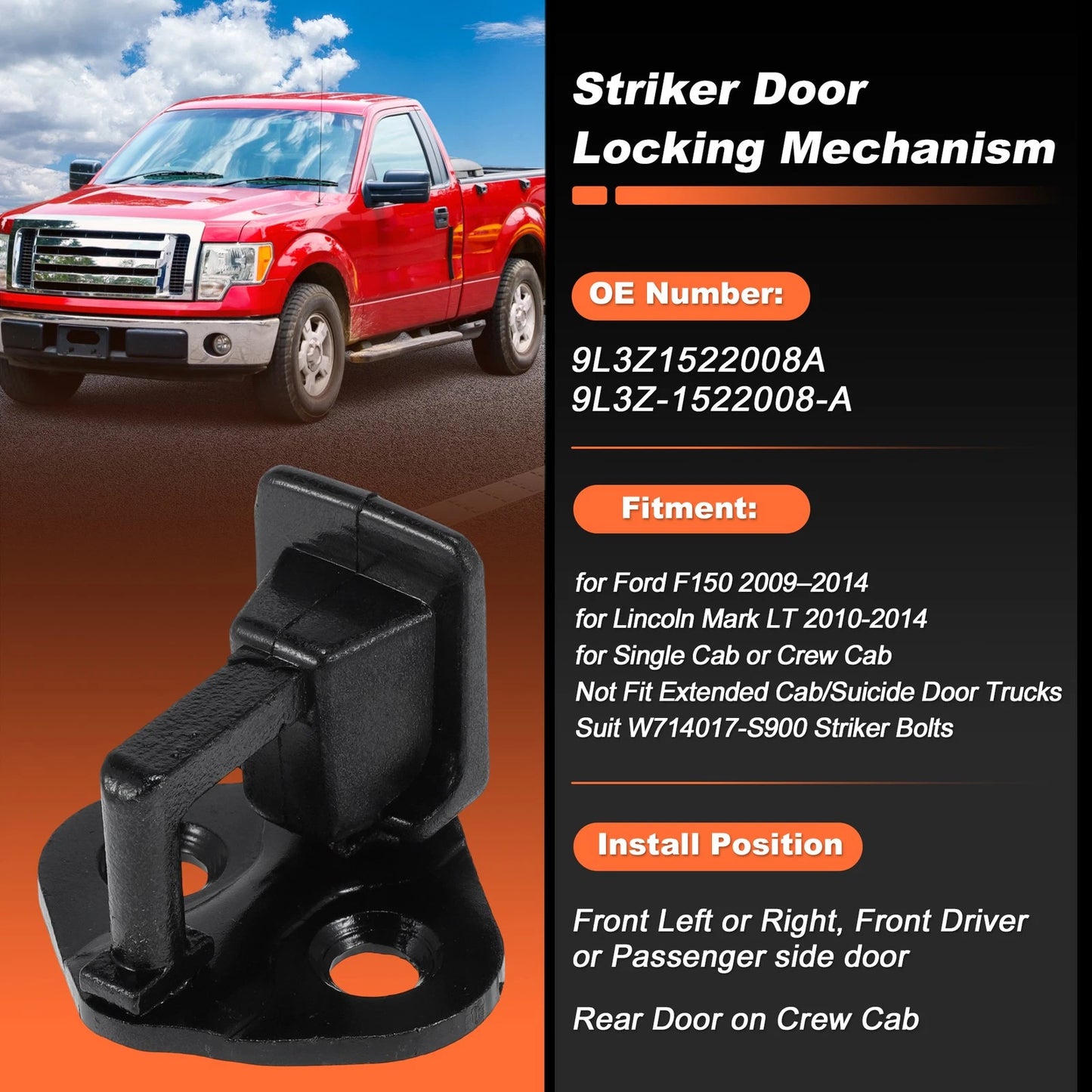 Door Lock Striker Pin for Ford F-150 2009-2014 Single/Crew Cab