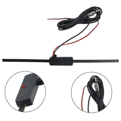 Antenna Signal Booster W/ 7-ft Cables for Windshield AM/FM Radio