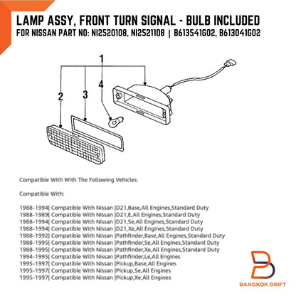 Amber Bumper Turn Signal Light for Nissan Navara D21 WD21 (1988-1997)