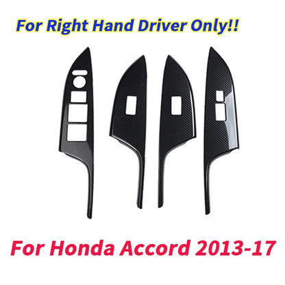 RHD 4pcs Carbon Fiber Window Lift Panel Trim for Honda Accord (2013–2017)