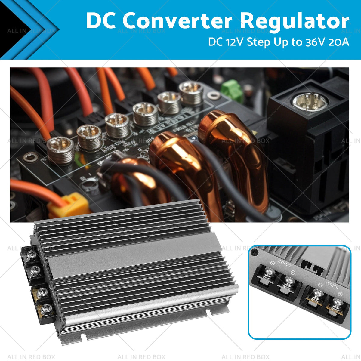 Waterproof DC-DC 12V to 36V 20A Converter Regulator for Car Power Supply