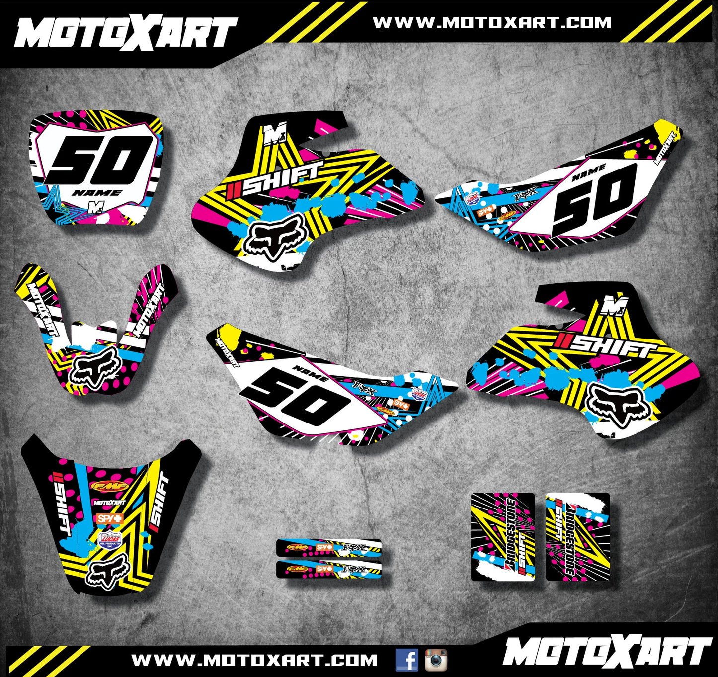 Custom Graphic Kit for Suzuki JR 50 (2000-2003) - Pinned Style Stickers Decals
