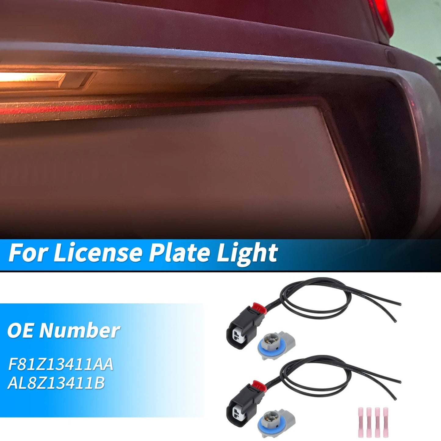 Rear License Plate Light Connector Socket Kit for Ford F-150 (2001-2014)