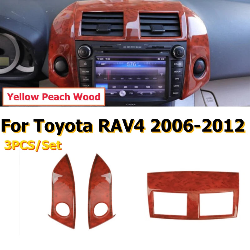 Yellow Peach Wood Console Frame Cover for Toyota RAV4 (2006–2012)