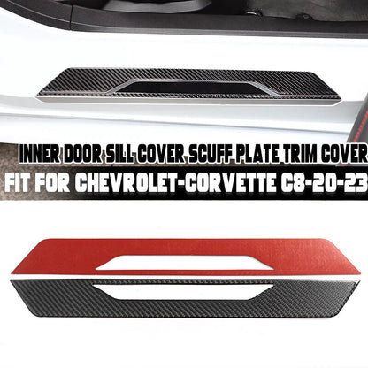 Door Sill Cover Scuff Plate Trim for Chevrolet Corvette C8 (2020-2023) Carbon Fiber
