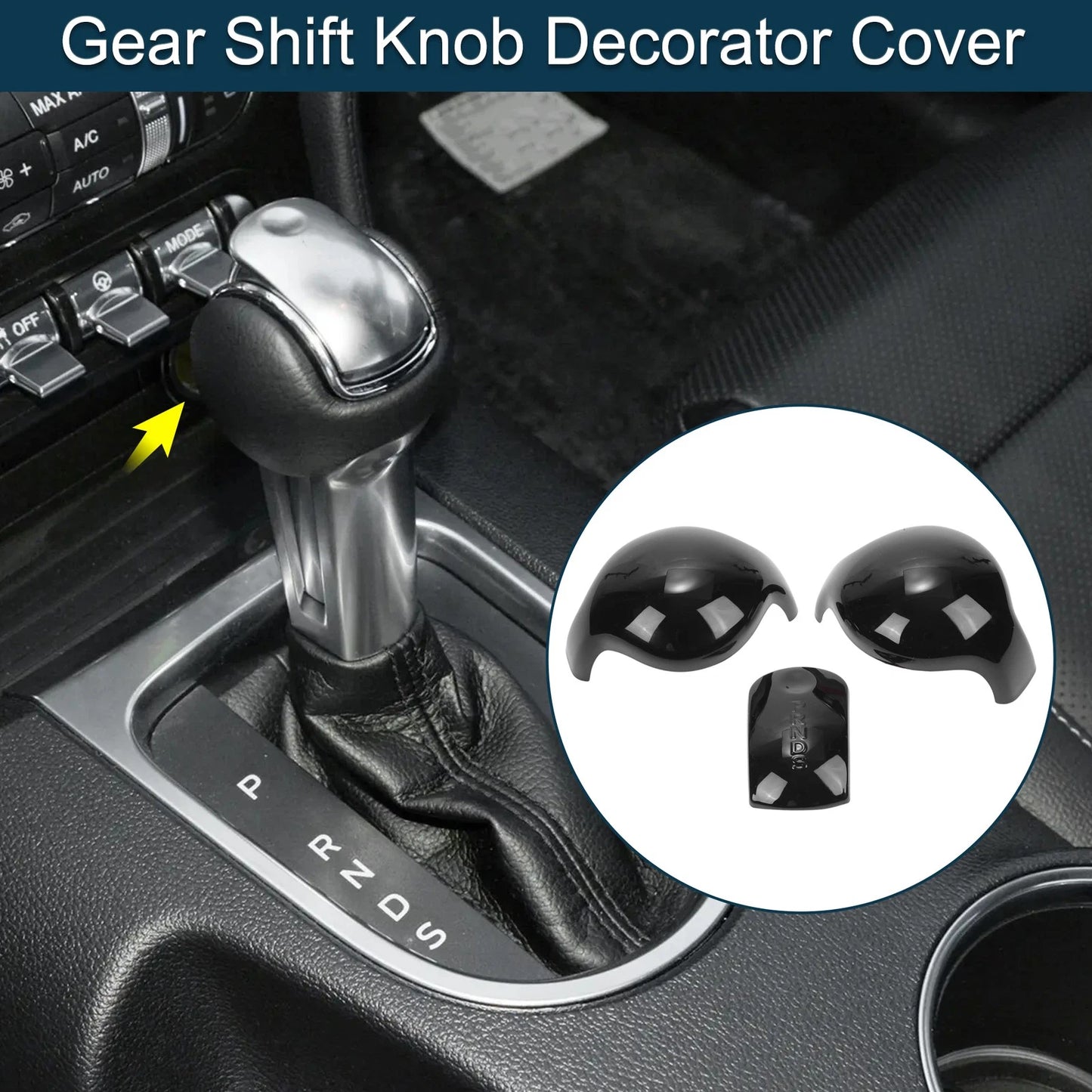 Black Gear Shift Knob Cover for Ford Mustang (2015-2023) 1 x Set