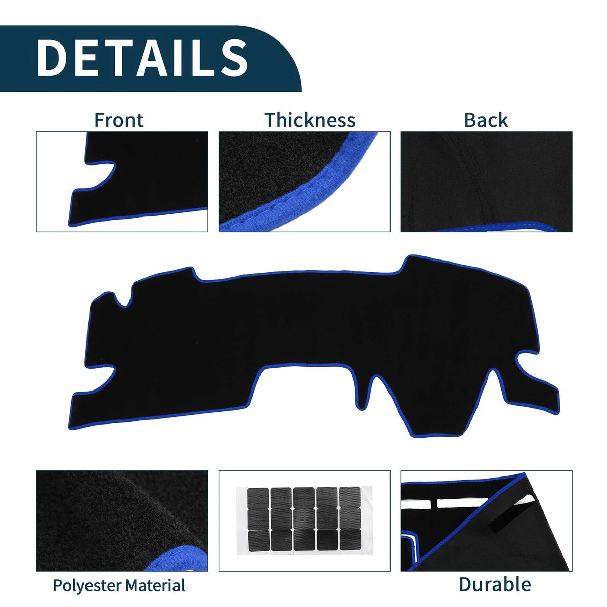 Dashboard Cover Mat for Toyota Yaris Cross (2023) - Black Blue 1 Set