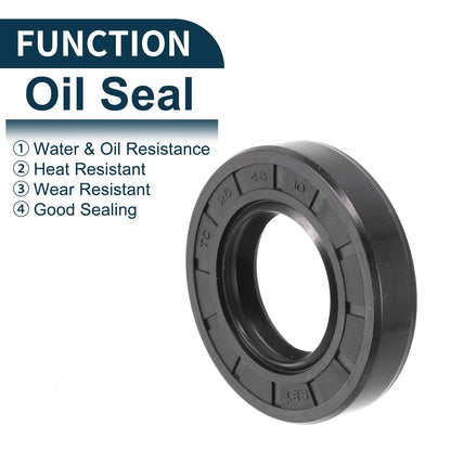 Oil Seal 5Pcs Seal Ring Rotary Shaft Seal NBR Rubber 26x48x10mm Black