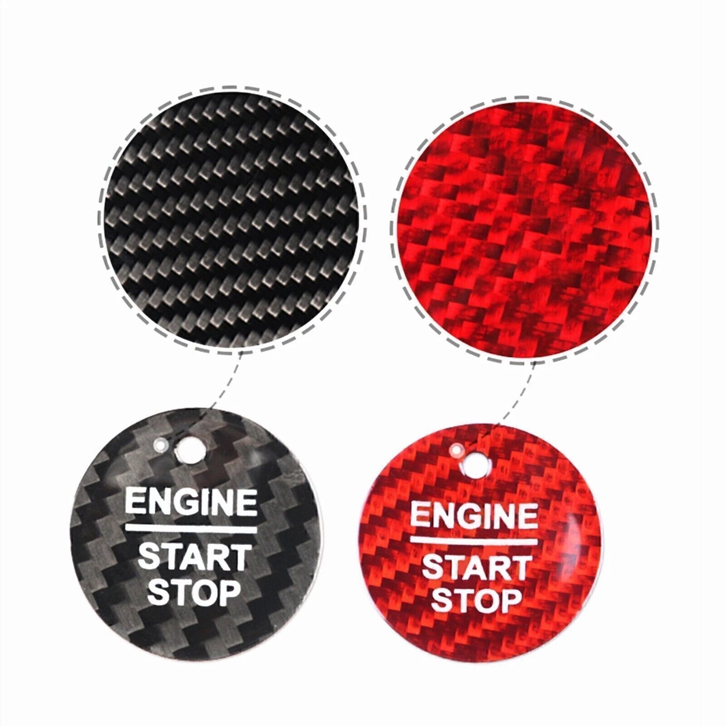 Red Carbon Fiber Engine Start Button Cap for Ford F150, Explorer (2016-2018)
