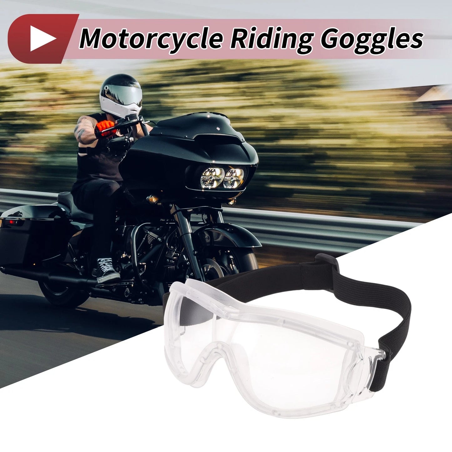 Motorcycle Riding Goggles for Motorcycle Frame Clear Lens PU Sunglasses
