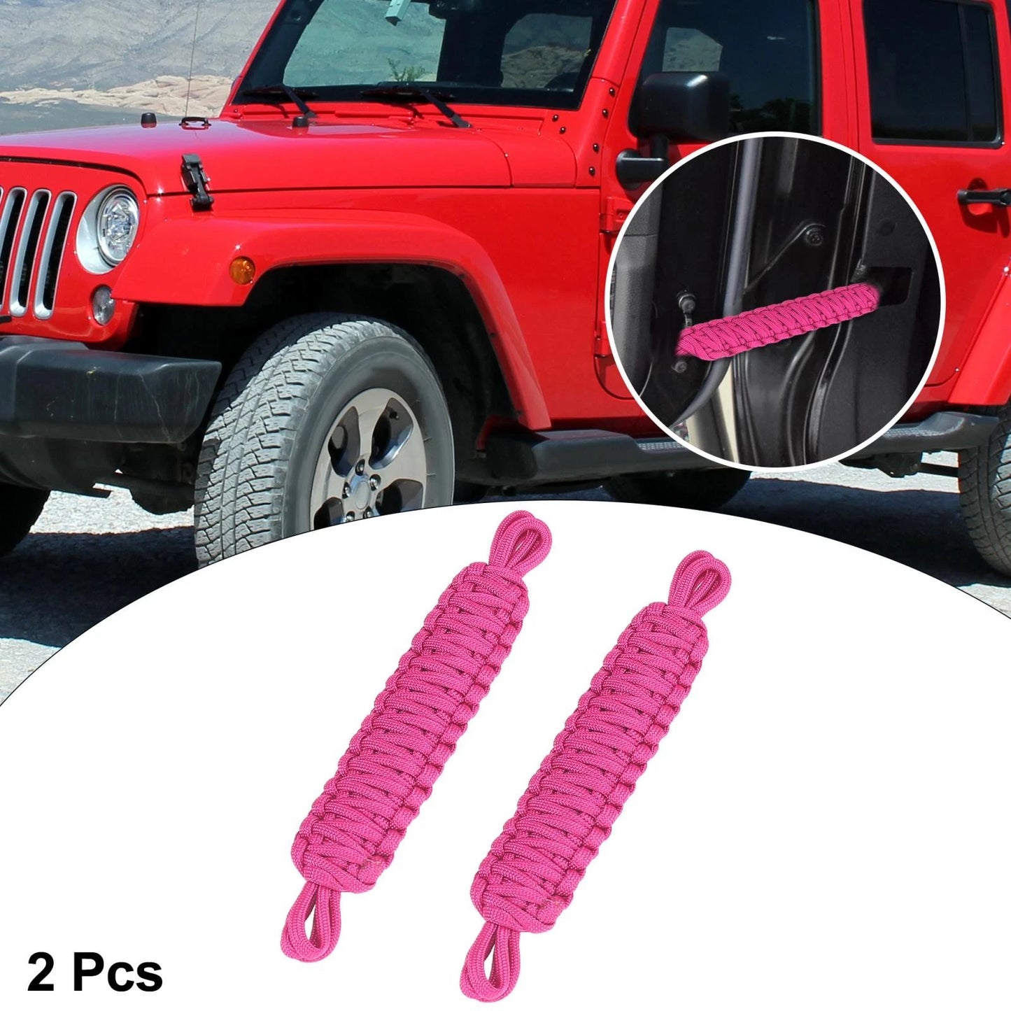 2 x Door Limiting Straps for Jeep Wrangler JK JL (1997-2021) - Pink