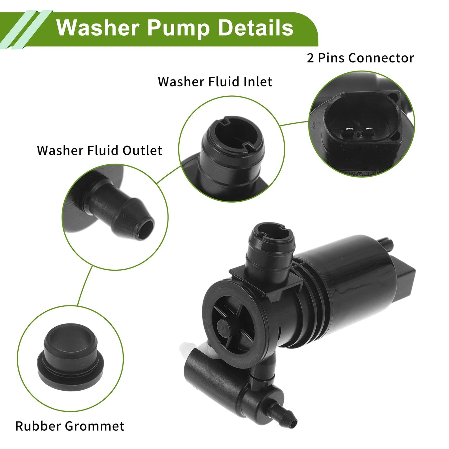 Windshield Washer Pump w/Grommet for Volvo XC60 (2009-2023)
