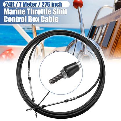 1pcs 24ft Marine Type Shift Remote Control Box Cable for Yamaha Black