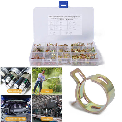 80pcs 6-15mm Spring Band Fuel Vacuum Hose Pipe Clamps
