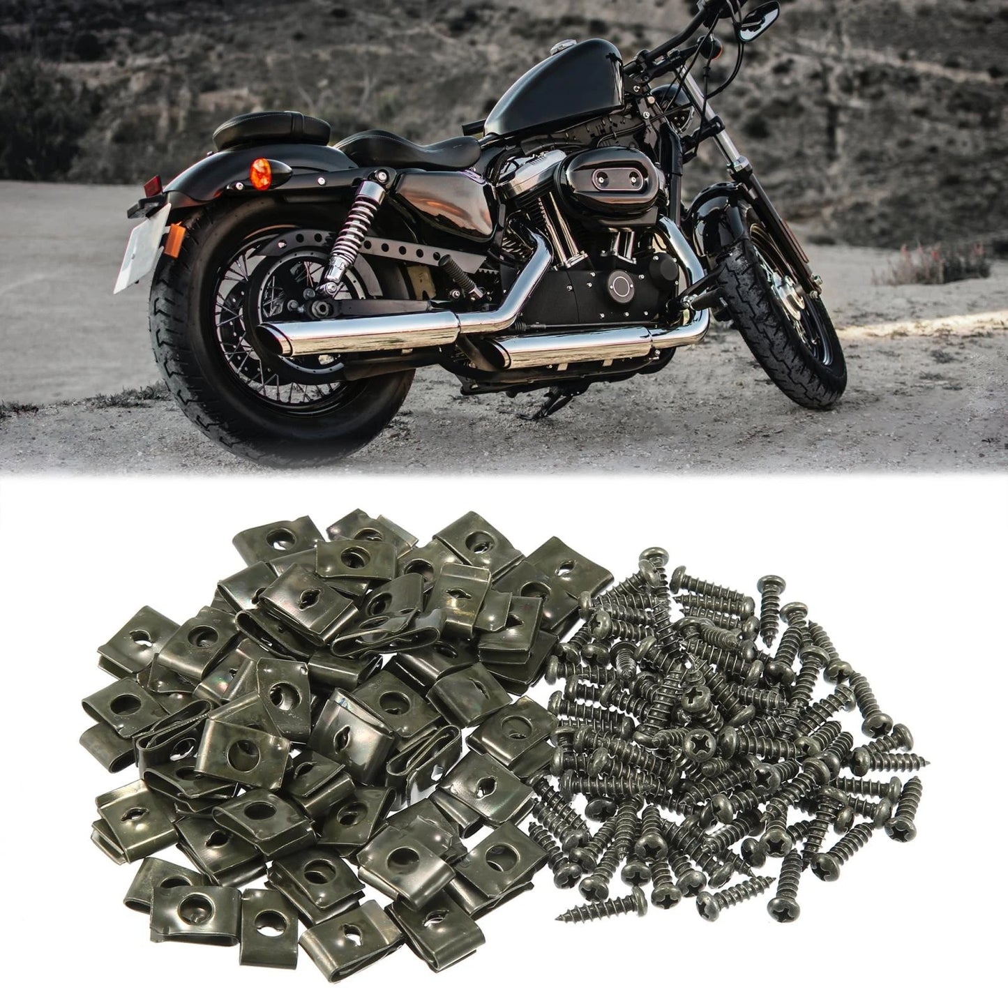 100 Sets Motorcycle Fairing U-Type Fasteners Clips Green for Make Model
