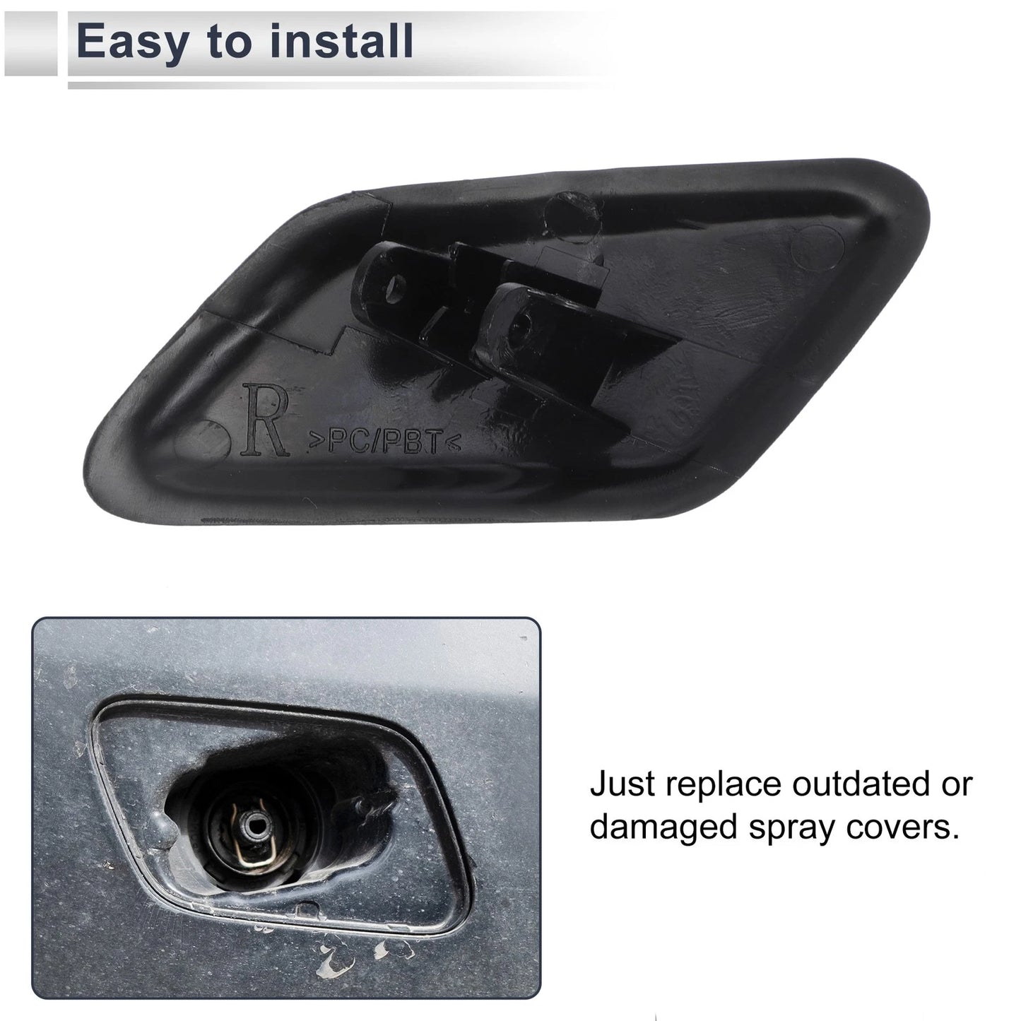 Dark Red Front Right Bumper Headlight Washer Nozzle Cover for Volvo