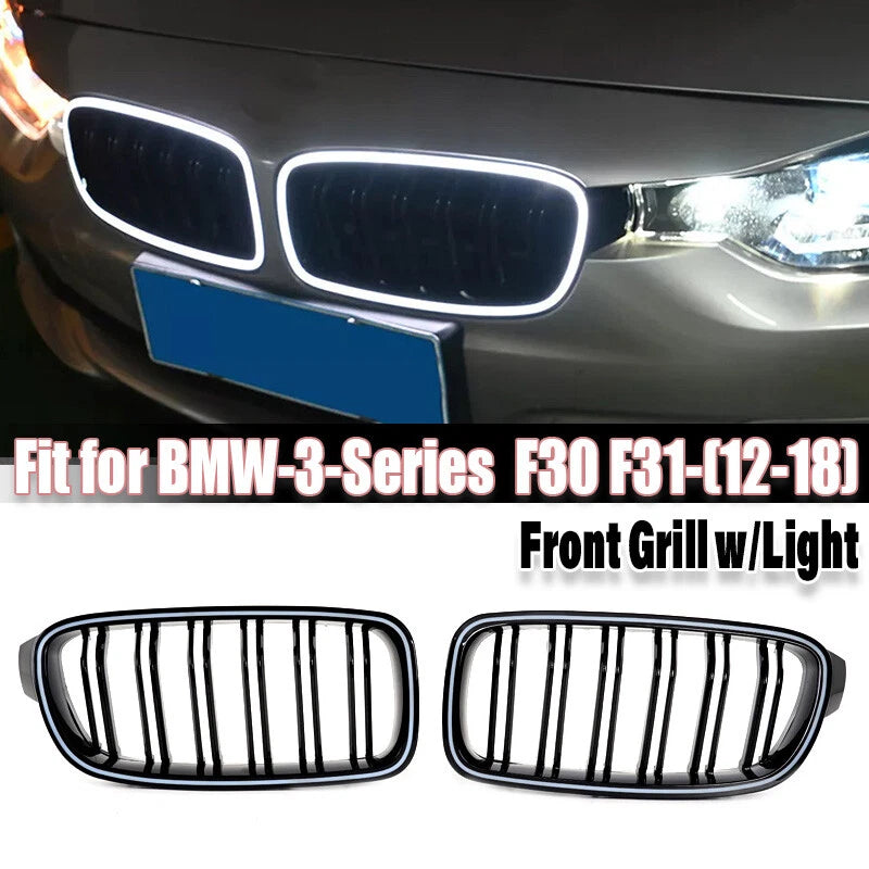 Glossy Black Front Grille LED Light Lamps for BMW 3 Series F30 F31 (2013-2018)