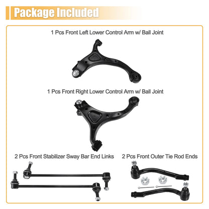6 Pcs Front Lower Control Arms Sway Bars for Hyundai Santa Fe (2007-2012)