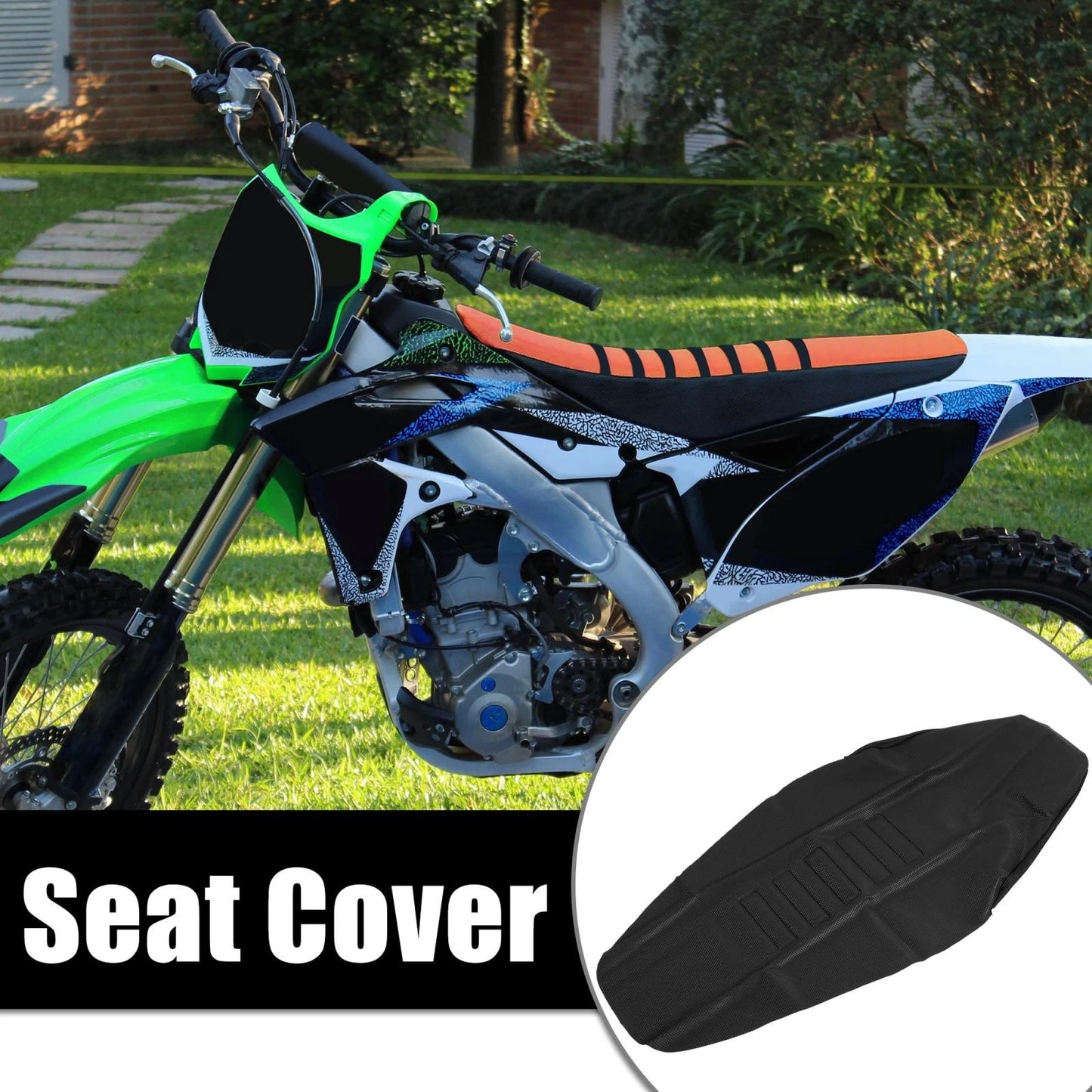 Motorcycle Dirt Bike Faux Leather Soft Seat Cover Anti Slip Seat Cushion Black