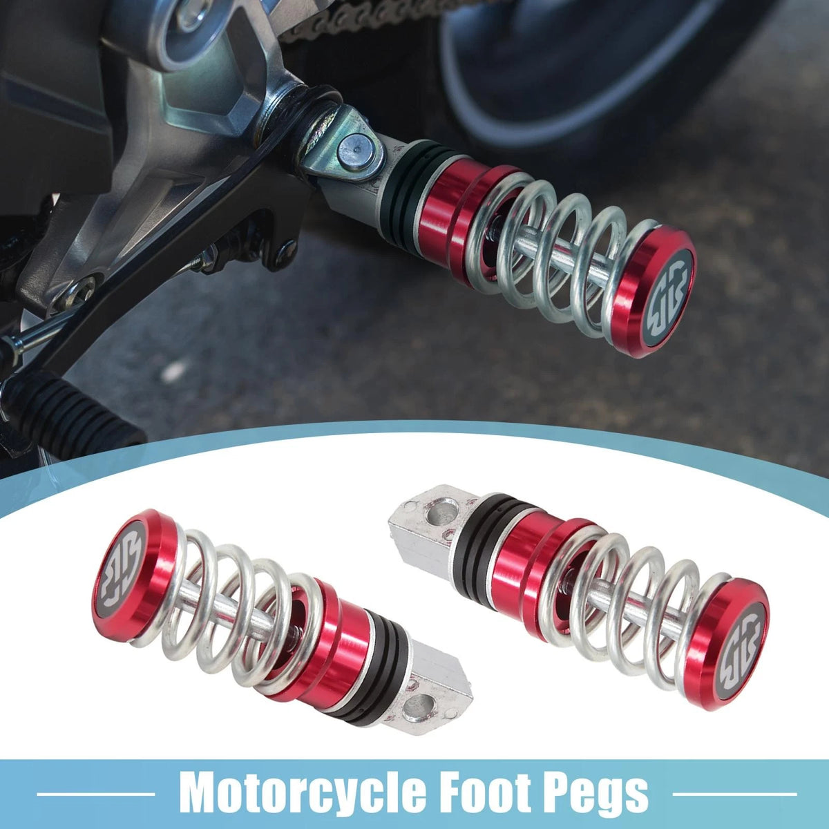 Pair 8mm Metal Motorcycle Rearsets Rear Set Footpeg Red Black for Motorcycle