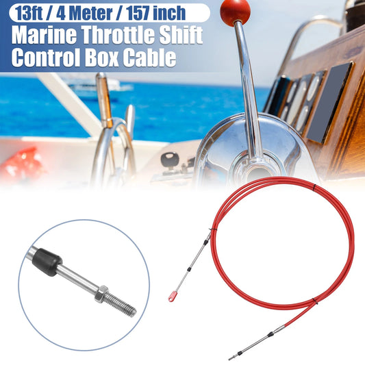 1 Pcs 13ft Marine Throttle Shift Control Box Cable with Clevis Red