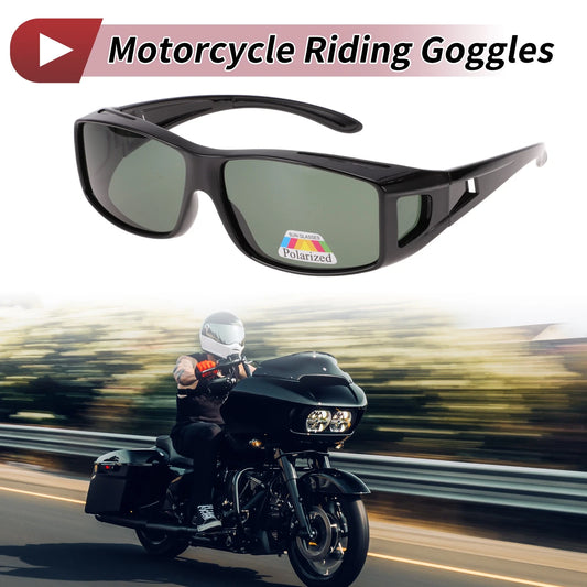 1 Pc Motorcycle Riding Goggles Dark Green Lens Gloss Black Frame
