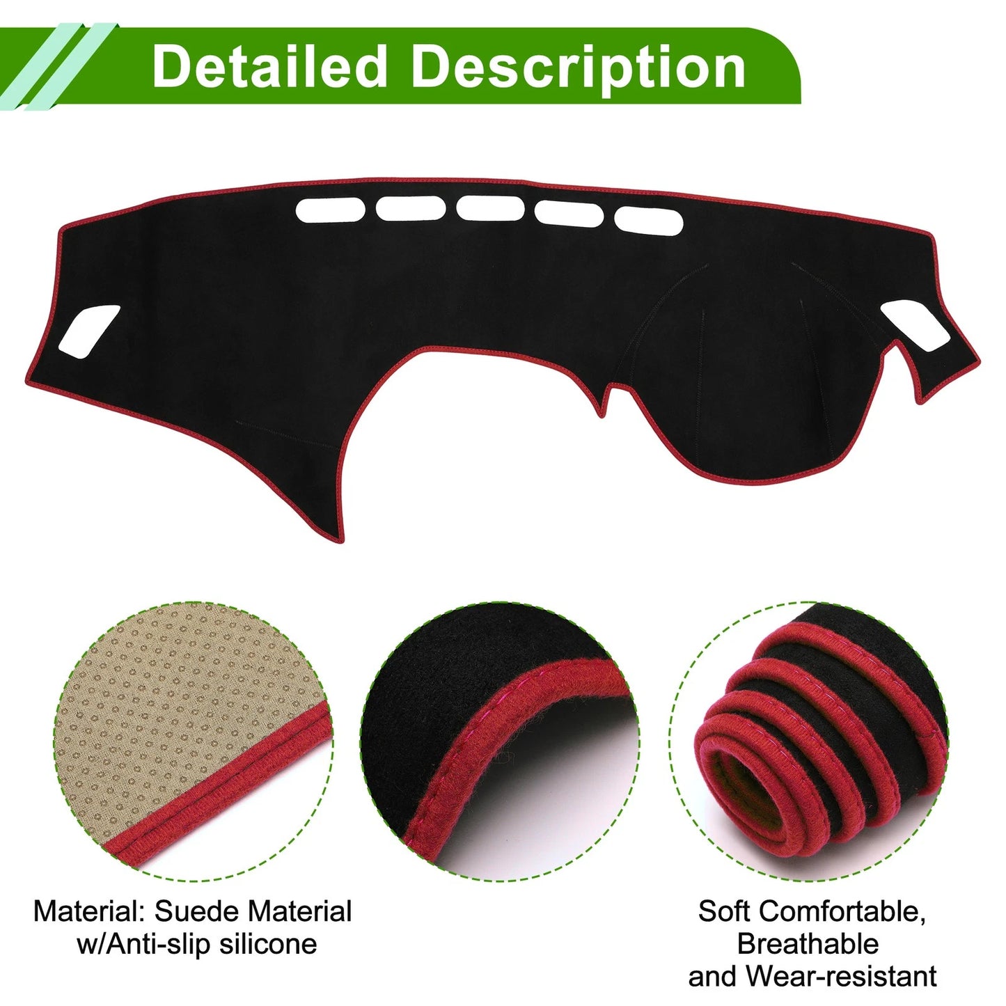 Dashboard Cover Mat for BMW 1 Series F20 2012-2017 Sun Protector Black Red