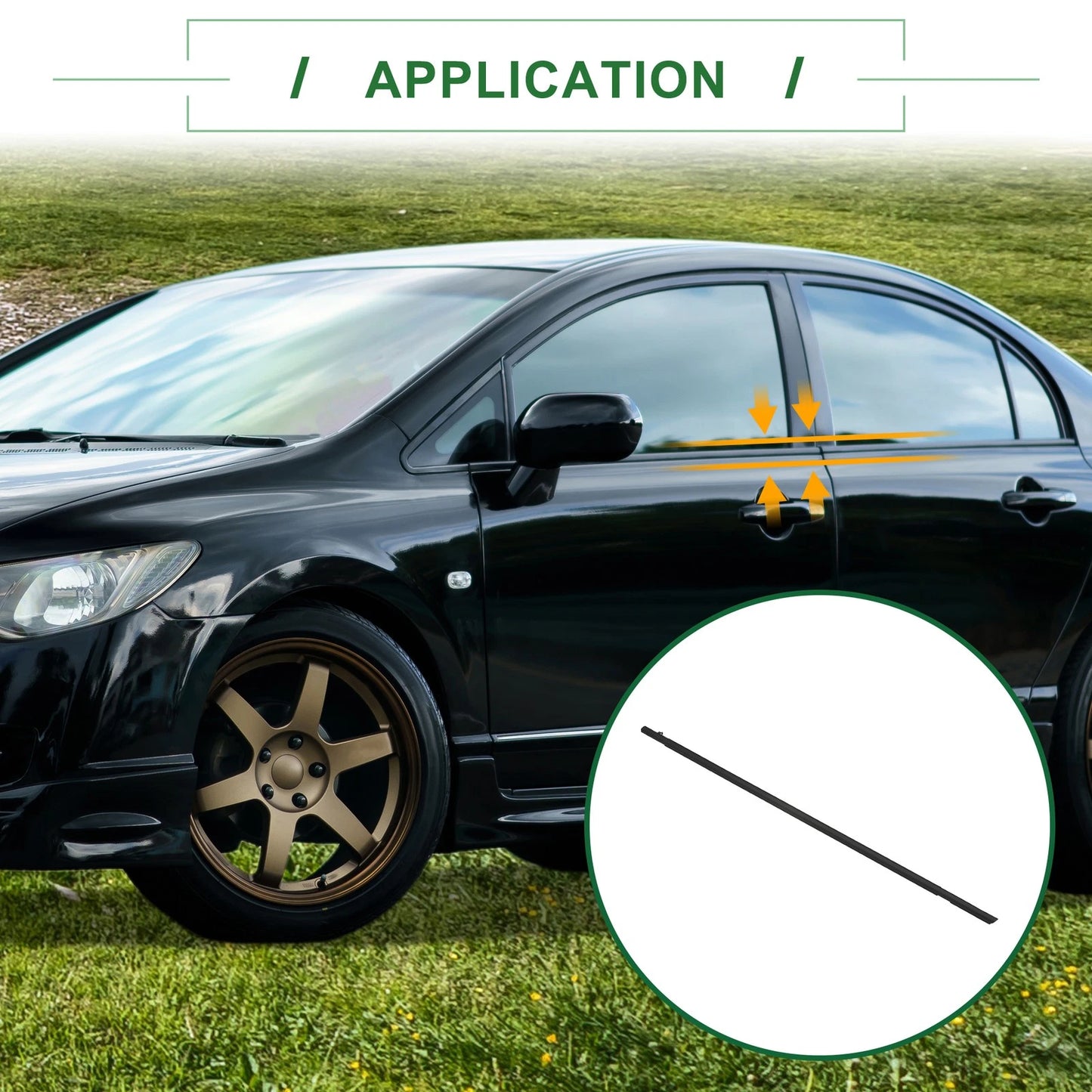 Front Left Right Weatherstrip Window Seals for Honda Civic (2006-2011)