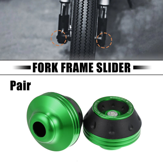 2 x Wheel Front Fork Frame Sliders Falling Protector Green Universal