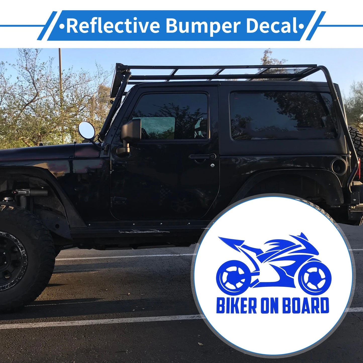 Reflective Bumper Decal Reflective Blue Square Hollow Motorcycle Pattern
