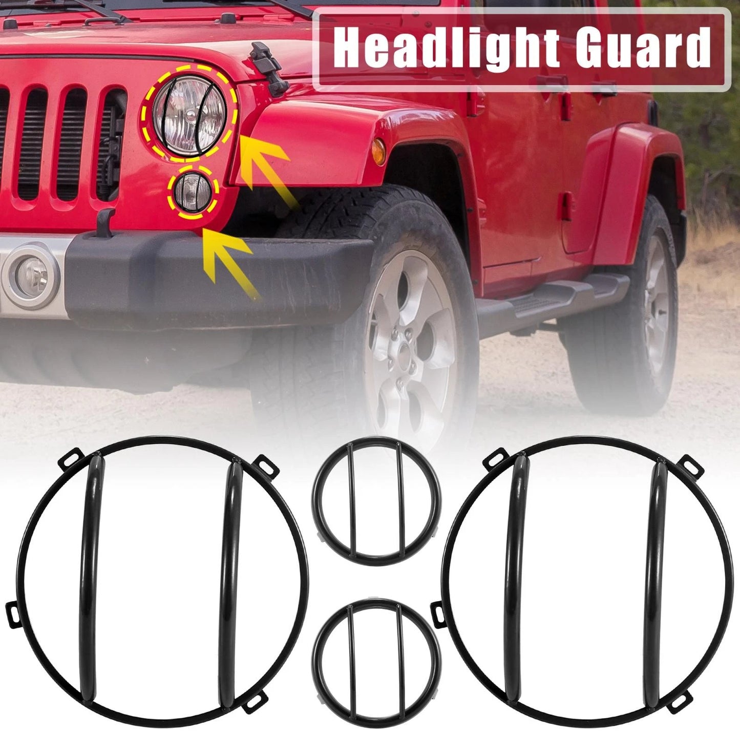 Headlight Turn Signal Grill Guard Cover for Jeep Wrangler JK (2007-2018)