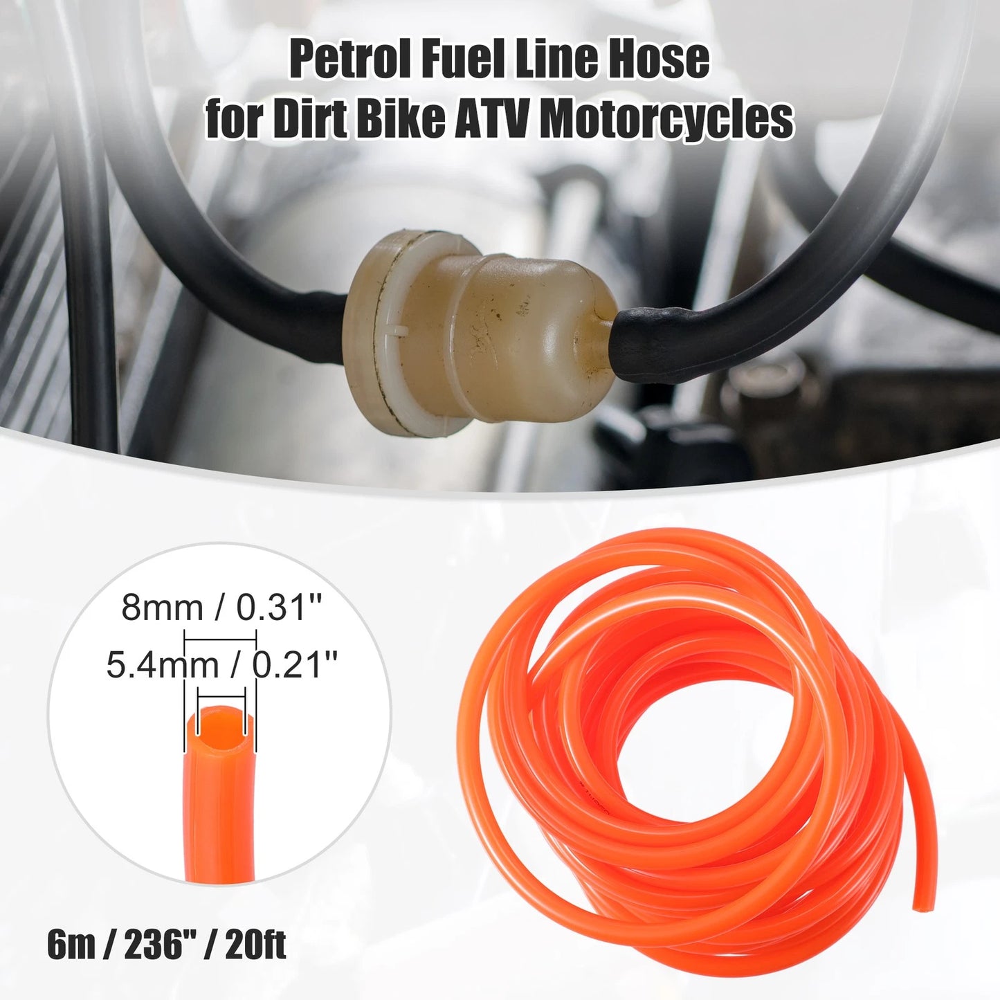 0.31'' x 20ft Red Fuel Vent Line Hose for Motorcycle Dirt Bike