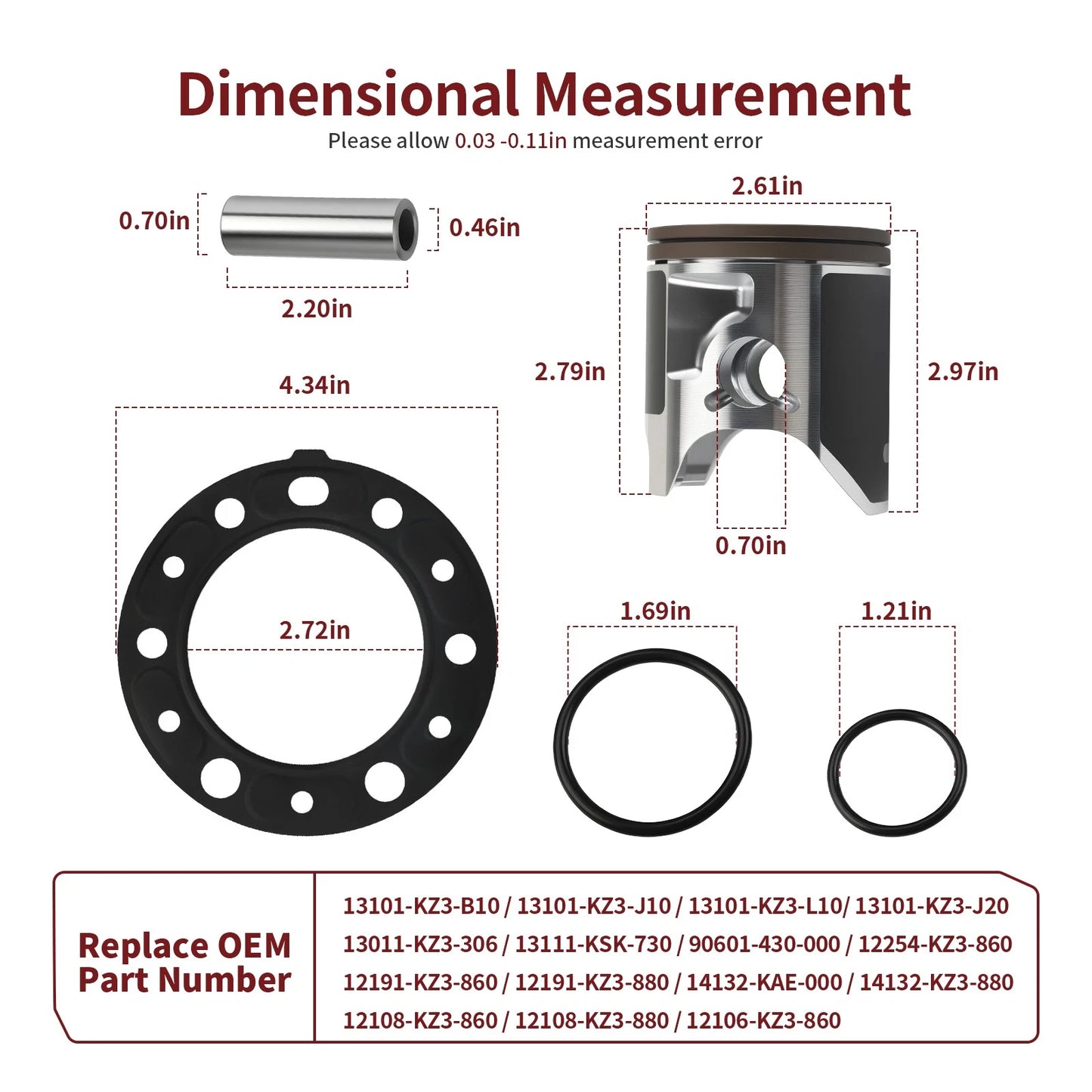 Piston & Gasket Top End Rebuild Kit for Honda CR250R 1997-2001