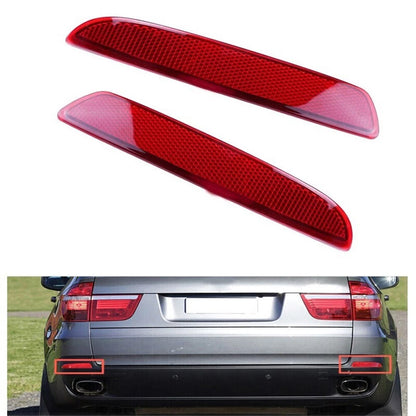 Rear Bumper Reflectors Brake Stop Light Red Lens for BMW X5 (2006-2013)
