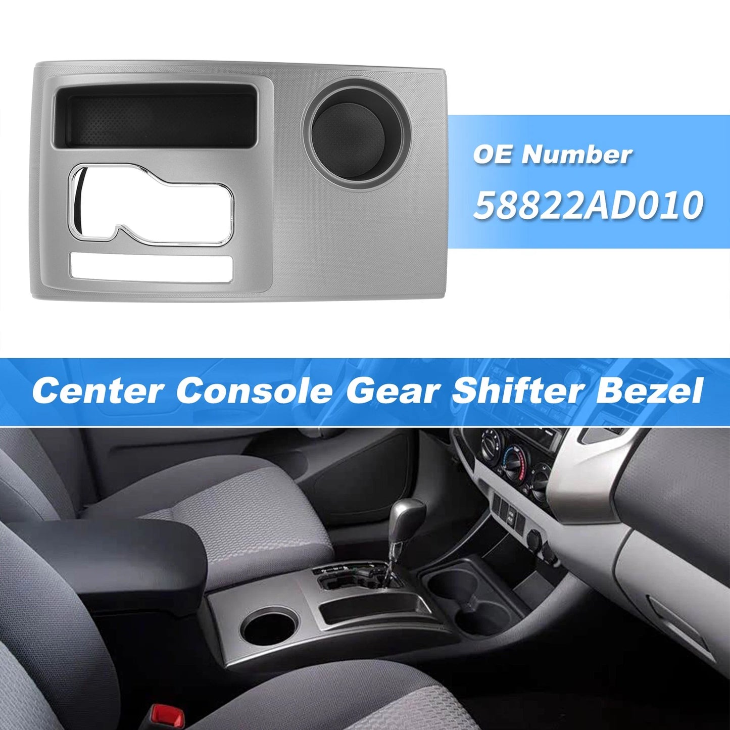 Gear Shifter Bezel Panel Cover Silver Tone for Toyota Tacoma 2005–2015