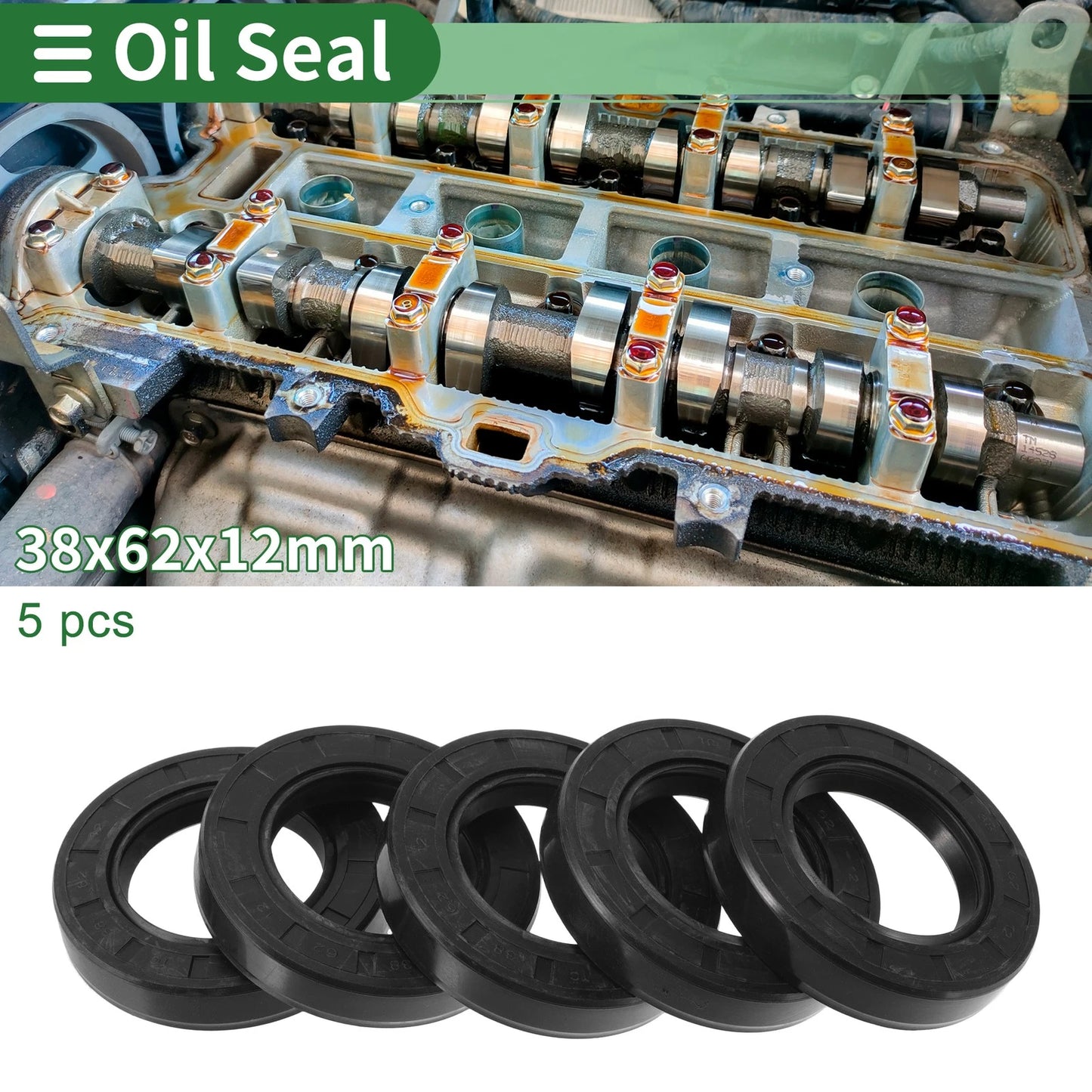 Oil Seal 5 x 38x62x12mm NBR Black
