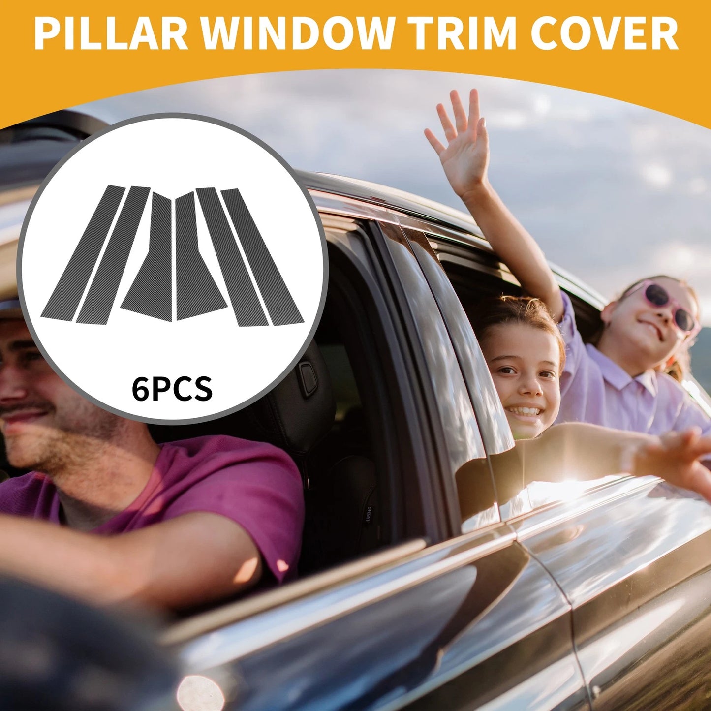 6 Pcs Door Pillar Window Trim for Honda CR-V (2011-2016) Carbon Fiber Black