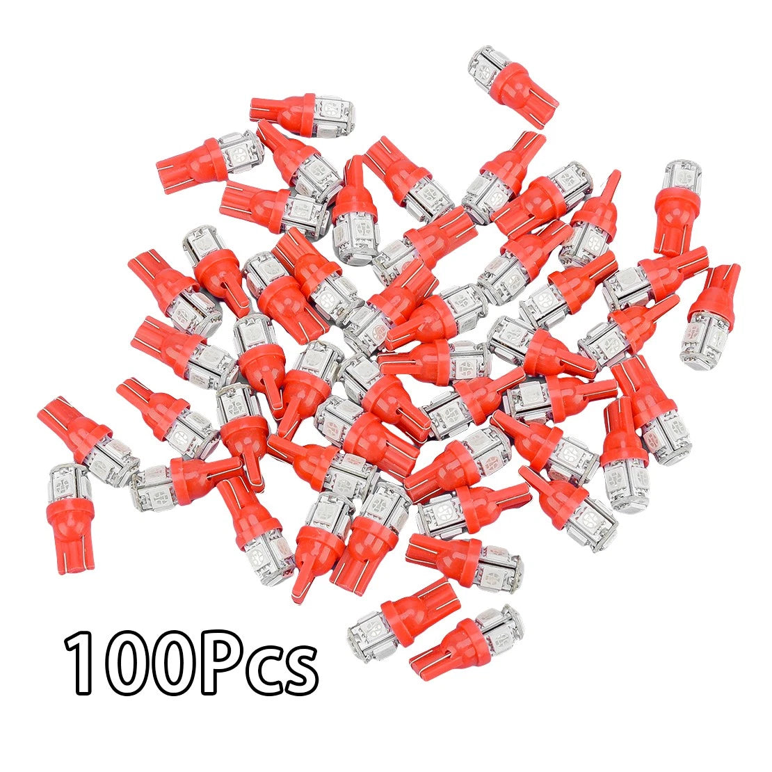 100pcs T10 Super Red LED Bulbs License Plate Light for Car (Various Years)
