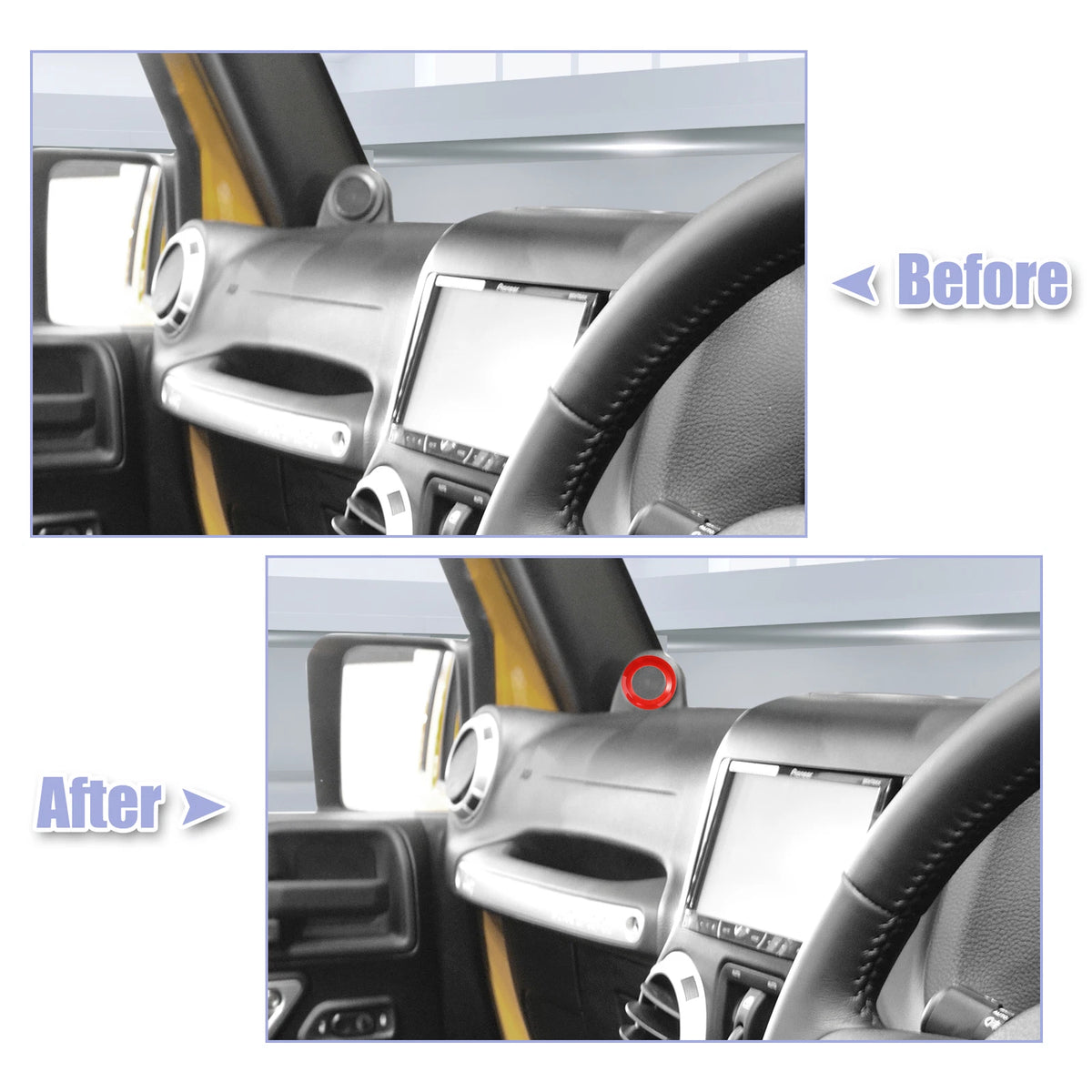 2 x Car A-Pillar Speaker Decoration Covers for Jeep Wrangler JK (2007-2014) Red