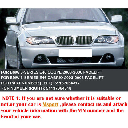 Front Kidney Grill for BMW E46 325Ci 330Ci 2 x DR LCI Matte Black (2003-2006)
