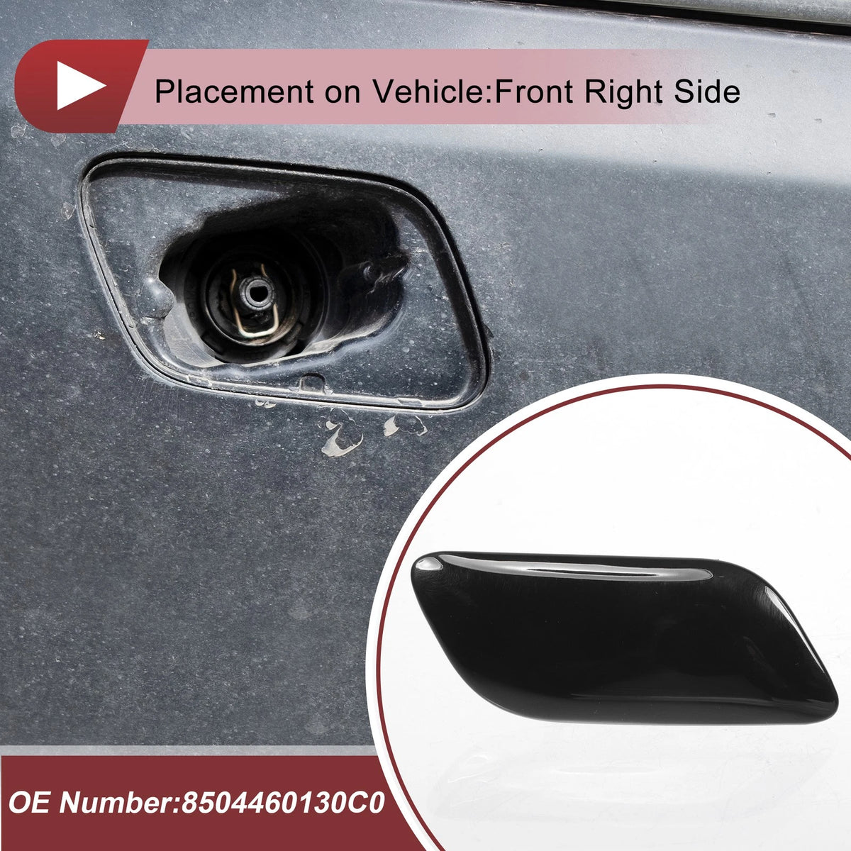 Front Right Washer Nozzle Cover for Lexus LX570 (2008-2011) Black 1 Pcs