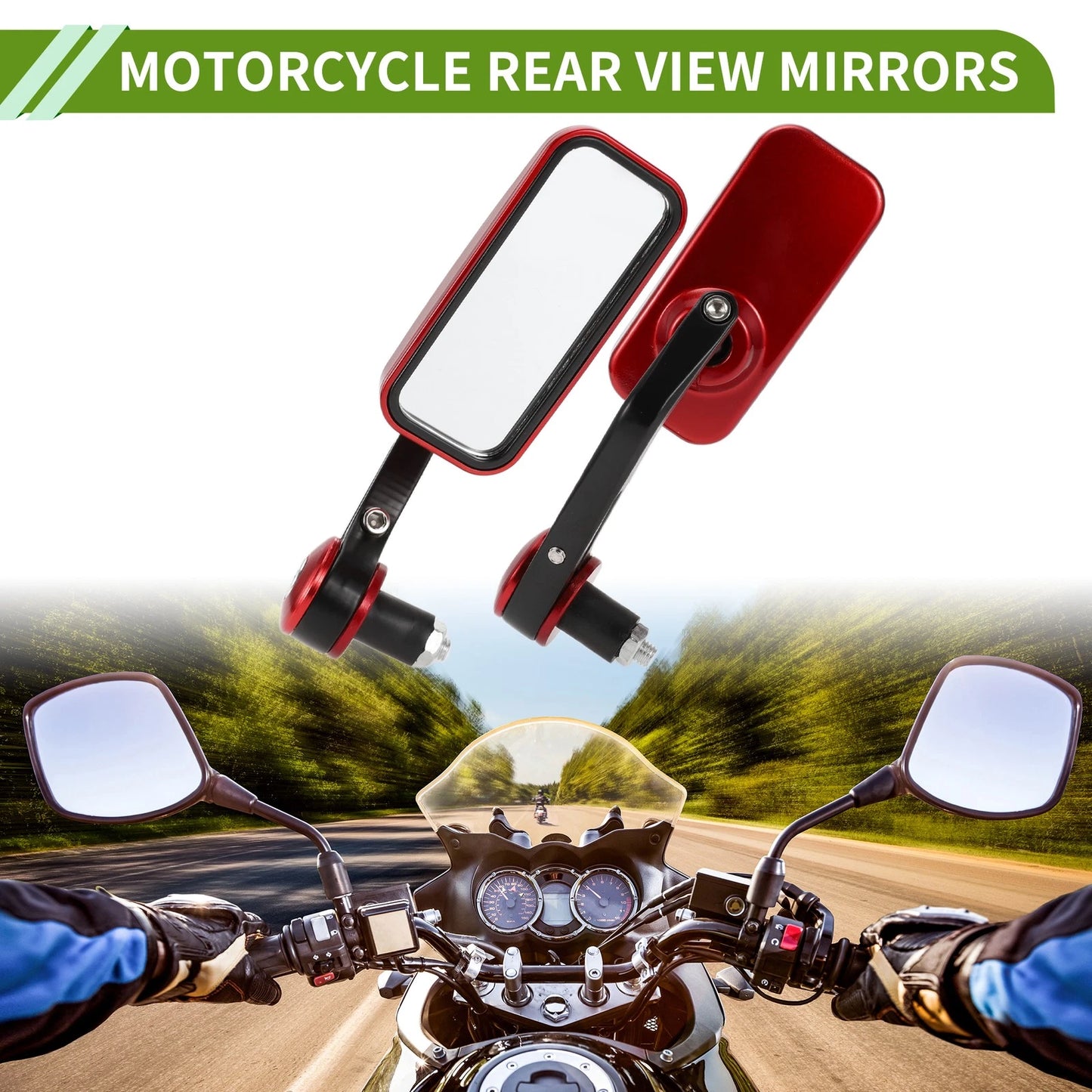 Rear View Mirrors / Square Shape Black Red Aluminum Plastic / for M8 Motorcycle