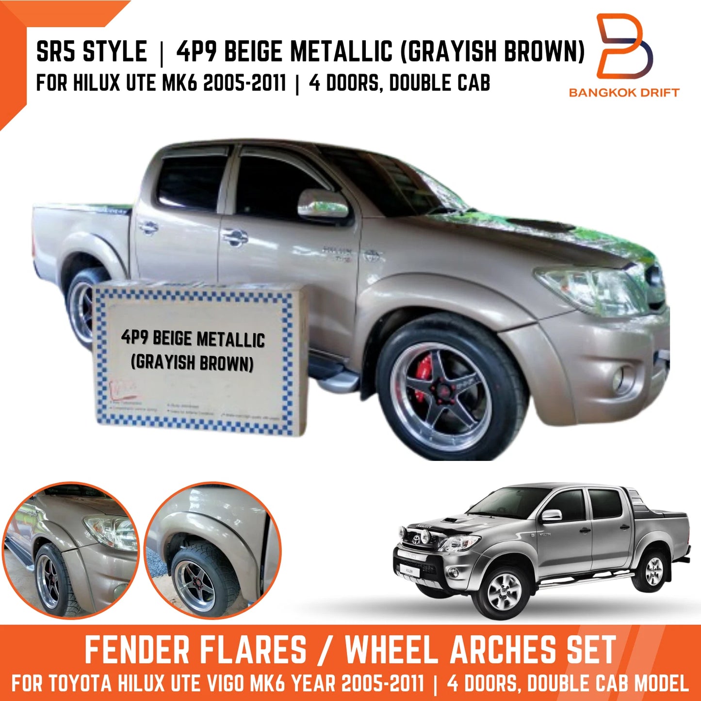 6" Wheel Arch Fender Flares for Toyota Hilux Ute Vigo MK6 (2005-2011)