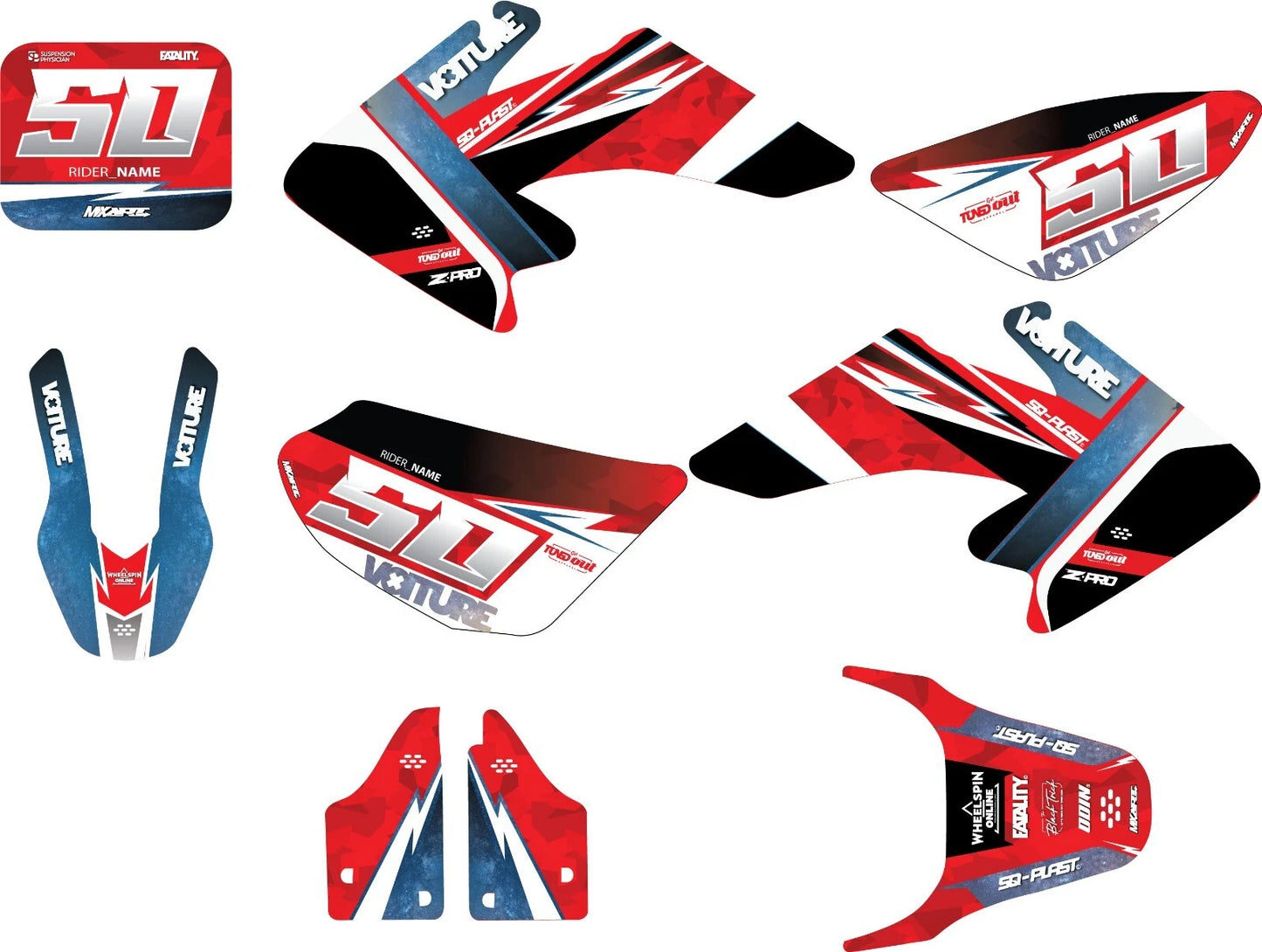 Sticker Kit for Honda CRF50 CRF 50 (2004-2012) Roster Style Graphics